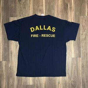 Retro Dallas Texas Fire Rescue Station Graphic T-shirt Double Sided Size 2XL
